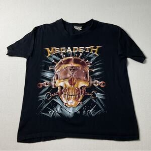RockSir Megadeth Gold Skull Face Mens XL Black Short Sleeve T-Shirt